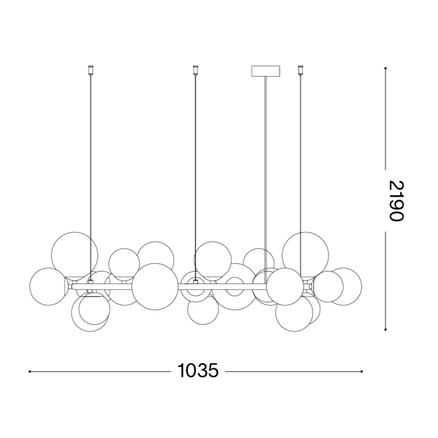 Ideal Lux - Lustră LED cu cablu PERLAGE 25xG9/3W/230V 110 cm negru/negru fumuriu