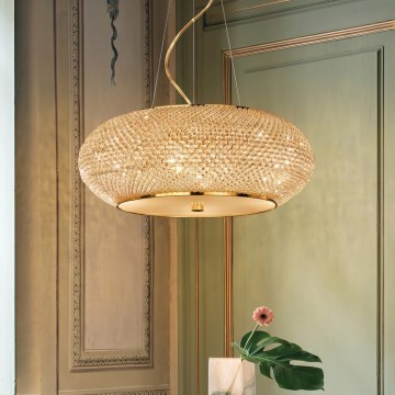 Ideal Lux - Lustra LED cu cristale suspendată pe cablu PASHA 14xE14/40W/230V Ø 65 cm auriu