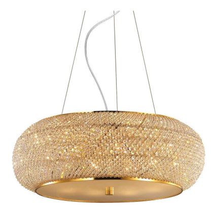 Ideal Lux - Lustra LED cu cristale suspendată pe cablu PASHA 14xE14/40W/230V Ø 65 cm auriu