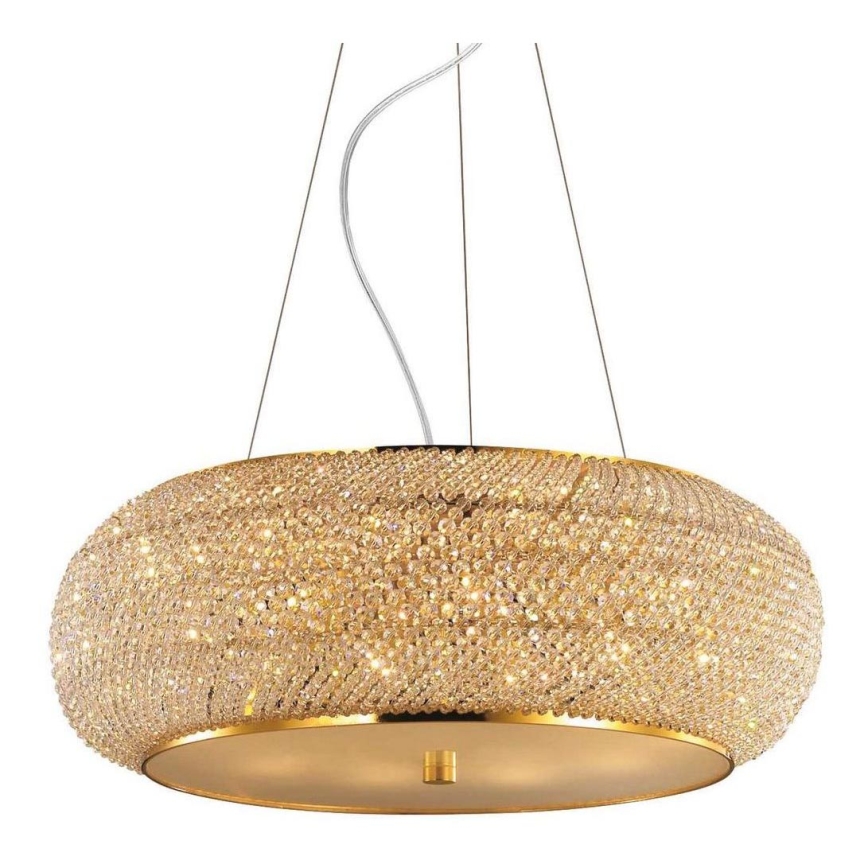 Ideal Lux - Lustra LED cu cristale suspendată pe cablu PASHA 14xE14/40W/230V Ø 65 cm auriu