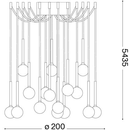 Ideal Lux - Lustră LED LUCCIOLA cu cablu, 16xLED/16W/230V, CRI 90, model spider, alamă