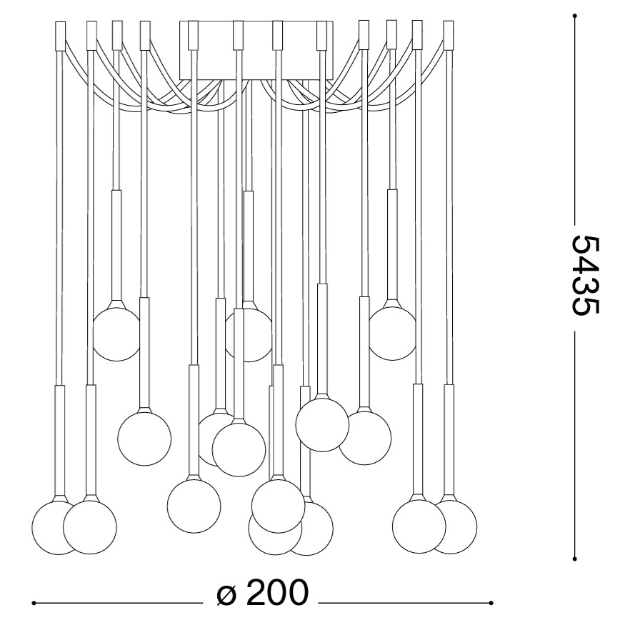 Ideal Lux - Lustră LED LUCCIOLA cu cablu, 16xLED/16W/230V, CRI 90, model spider, alamă
