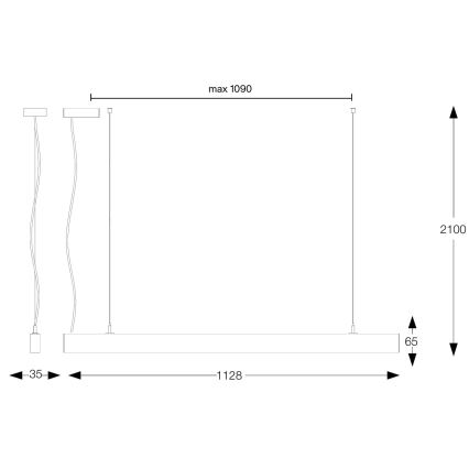 Ideal Lux - Lustră LED OFFICE, suspendată pe cablu, 30W, 230V, 4000K, CRI 90, negru