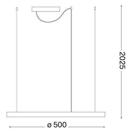 Ideal Lux - Lustră LED suspendată pe cablu ORACLE SLIM, 29W, 230V, 3000K, CRI 90, Ø 50 cm, auriu