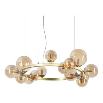 Ideal Lux - Lustra LED pe cablu PERLAGE 14xG9/3W/230V Ø 85 cm auriu/bej fumuriu
