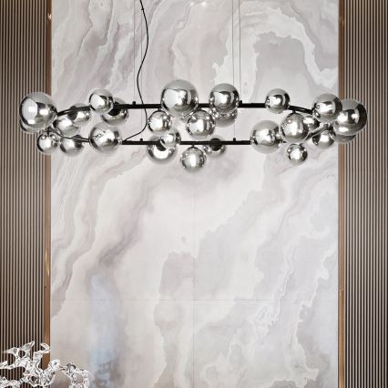 Ideal Lux - Lustră LED suspendată pe cablu PERLAGE 30xG9/3W/230V 143 cm negru/negru fumuriu