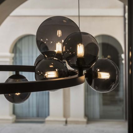 Ideal Lux - Lustră LED suspendată pe cablu PERLAGE 30xG9/3W/230V 143 cm negru/negru fumuriu
