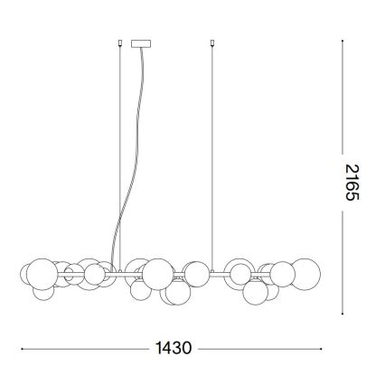 Ideal Lux - Lustră LED suspendată pe cablu PERLAGE 30xG9/3W/230V 143 cm negru/negru fumuriu