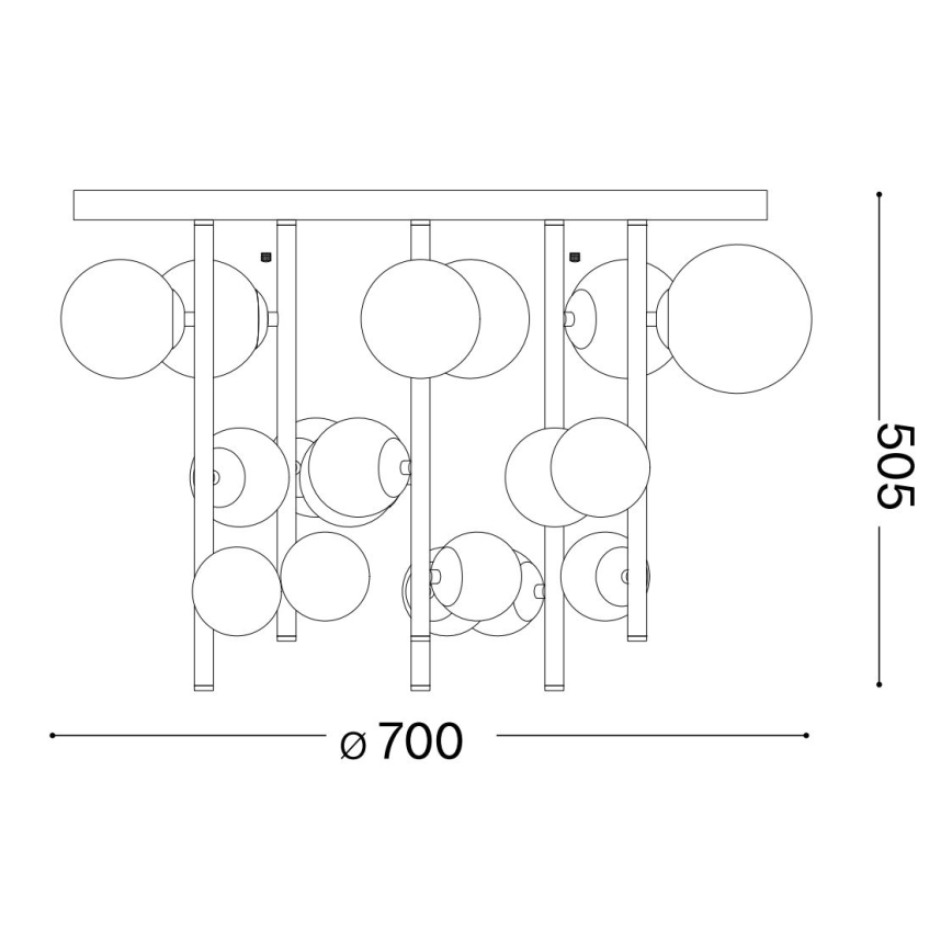 Ideal Lux - Lustră LED cu tijă PERLAGE, 18xG9/3W/230V, Ø 70 cm, negru/fumuriu