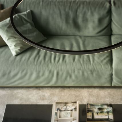 Ideal Lux - Lustră LED suspendată pe cablu ORACLE SLIM, LED/53W/230V, 2700K, CRI 90, Ø 90 cm, negru