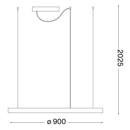 Ideal Lux - Lustră LED suspendată pe cablu ORACLE SLIM, LED/53W/230V, 2700K, CRI 90, Ø 90 cm, negru