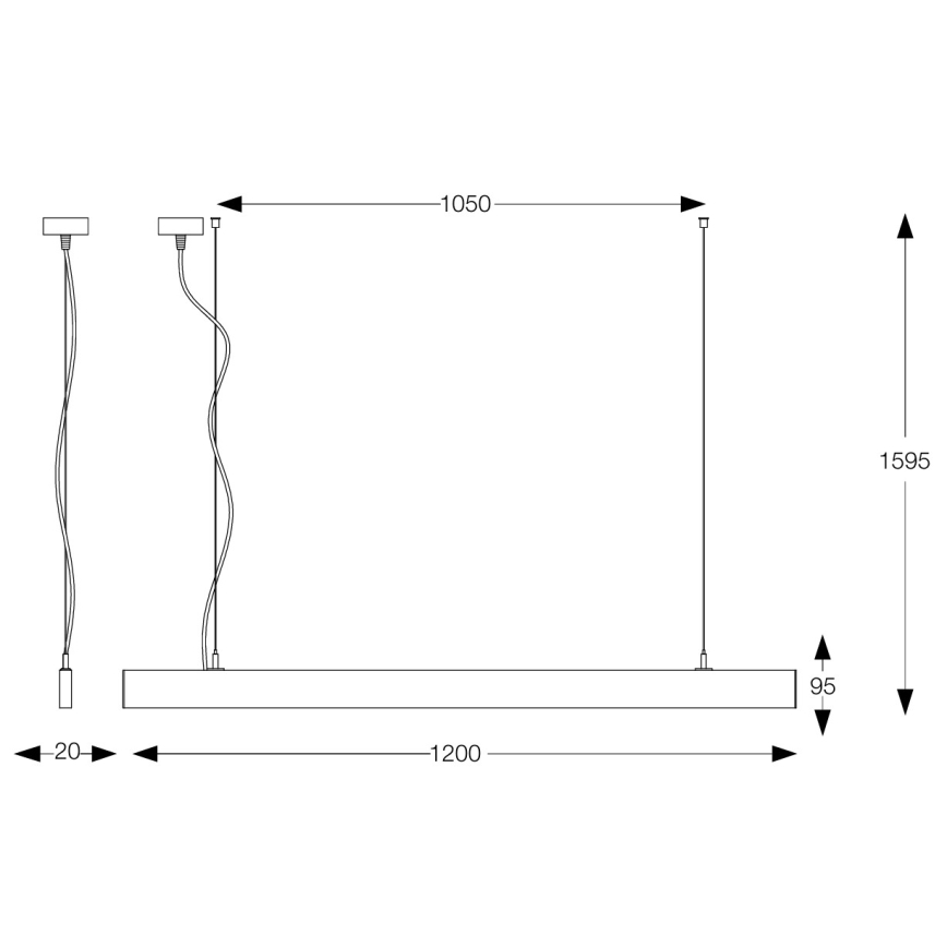 Ideal Lux - Lustră LED suspendată LINUS, 32W, 230V, 3000K, CRI 90, 120 cm, negru