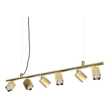 Ideal Lux - Lustră LED suspendată pe cablu DYNAMITE, 6x GU10/7W/230V, CRI 90, alamă