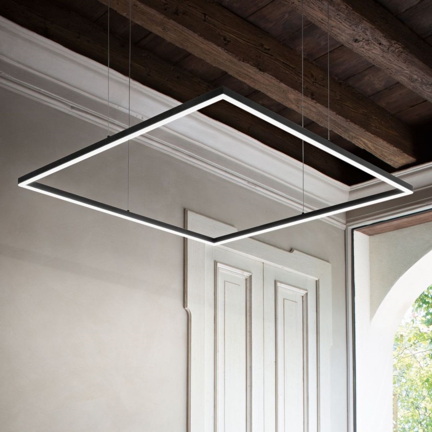 Ideal Lux - Lustră LED suspendată pe cablu ORACLE SLIM, 33W, 230V, 3000K, CRI 90, 50 x 50 cm, negru