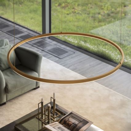 Ideal Lux - Lustră LED ORACLE SLIM, suspendată pe cablu, 53W, 230V, 3000K, CRI 90, Ø 90 cm, auriu