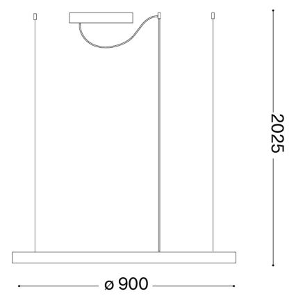 Ideal Lux - Lustră LED ORACLE SLIM, suspendată pe cablu, 53W, 230V, 3000K, CRI 90, Ø 90 cm, auriu