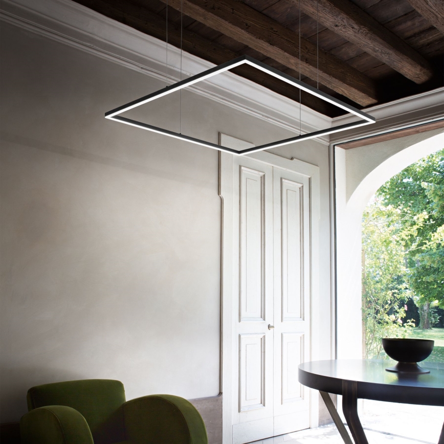 Ideal Lux - Lustră LED suspendată pe cablu ORACLE SLIM, 33W, 230V, 3000K, CRI 90, 50 x 50 cm, negru