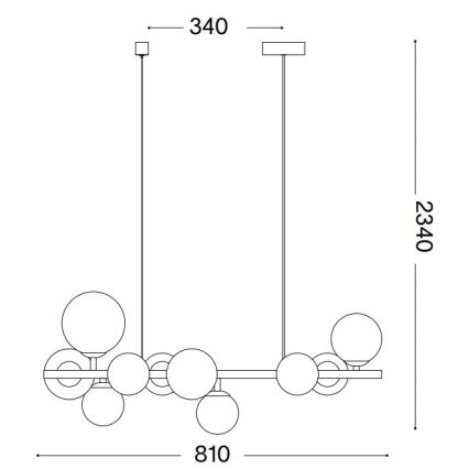 Ideal Lux - Lustră LED suspendată pe cablu PERLAGE 10xG9/3W/230V 81 cm auriu/bej fumuriu