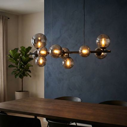 Ideal Lux - Lustră LED pe cablu PERLAGE 10xG9/3W/230V 81 cm negru/fumuriu