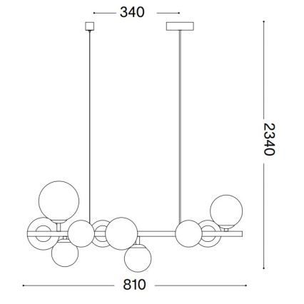 Ideal Lux - Lustră LED pe cablu PERLAGE 10xG9/3W/230V 81 cm negru/fumuriu