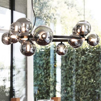 Ideal Lux - Lustră LED suspendată pe cablu PERLAGE, 11x G9, 3W, 230V, Ø 73 cm, negru/fumuriu