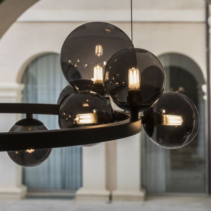 Ideal Lux - Lustră LED suspendată pe cablu PERLAGE, 11x G9, 3W, 230V, Ø 73 cm, negru/fumuriu