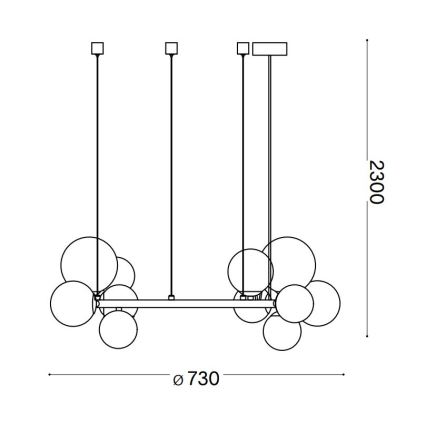Ideal Lux - Lustră LED suspendată pe cablu PERLAGE, 11x G9, 3W, 230V, Ø 73 cm, negru/fumuriu
