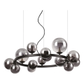 Ideal Lux - Lustră LED suspendată pe cablu PERLAGE 14xG9/3W/230V Ø 85 cm negru/negru fumuriu