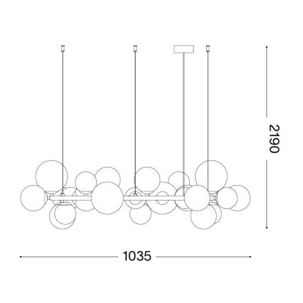 Ideal Lux - Lustră LED suspendată pe cablu PERLAGE 25xG9/3W/230V 110 cm auriu/bej fumuriu