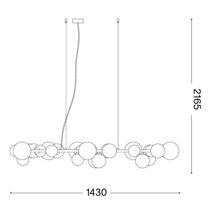 Ideal Lux - Lustră LED suspendată pe cablu PERLAGE, 30x G9/3W/230V, 143 cm, auriu/bej fumuriu