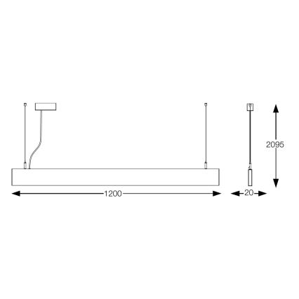 Ideal Lux - Lustră LED suspendată pe cablu STEEL, 29 W, 230 V, 4000 K, CRI 90, 120 cm, neagră