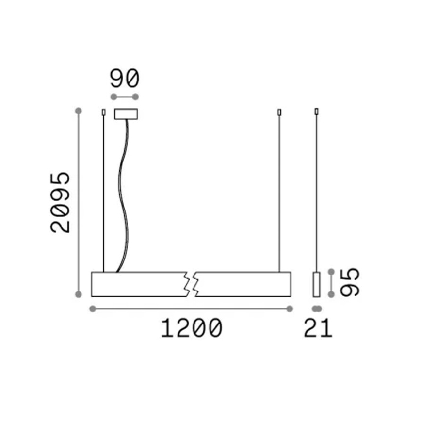 Ideal Lux - Lustră LED suspendată pe cablu STEEL LED/29W/230V 3000K CRI 90 120 cm negru