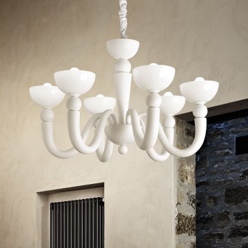 Ideal Lux - Lustră pe lanț BON BON 8xE14/28W/230V Ø 95,5 cm albă