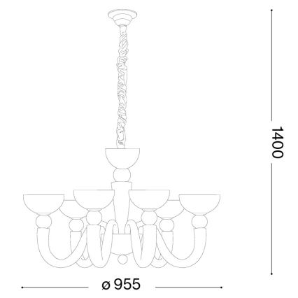 Ideal Lux - Lustră pe lanț BON BON 8xE14/28W/230V Ø 95,5 cm albă