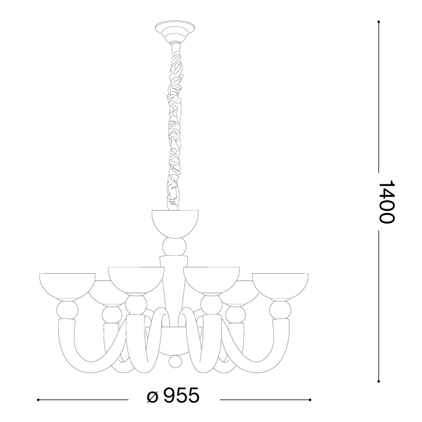 Ideal Lux - Lustră pe lanț BON BON 8xE14/28W/230V Ø 95,5 cm albă