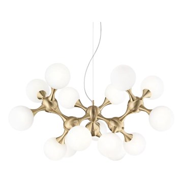 Ideal Lux - Lustră suspendată NODI, 15x E14, max. 28 W, 230 V, Ø 105 cm, alamă/albă