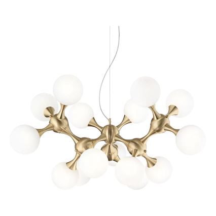 Ideal Lux - Lustră suspendată NODI, 15x E14, max. 28 W, 230 V, Ø 105 cm, alamă/albă