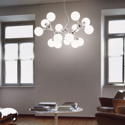 Ideal Lux - Lustra suspendată pe cablu NODI 15xE14/28W/230V Ø 105 cm crom lucios/alb