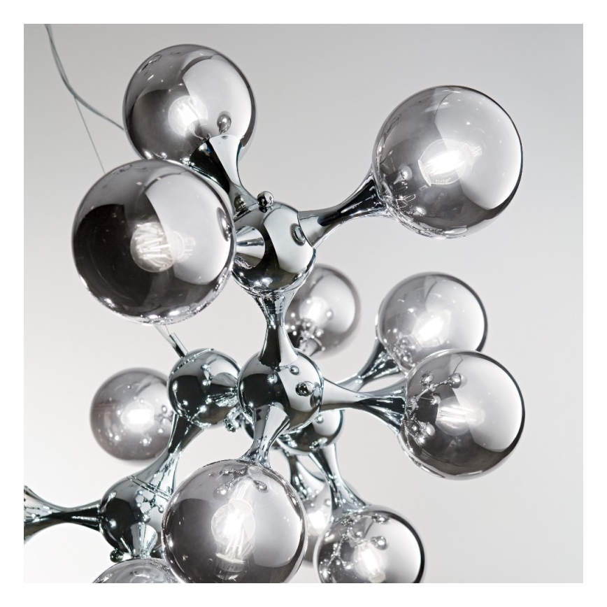 Ideal Lux - Lustra suspendată pe cablu NODI 15xE14/28W/230V Ø 105 cm crom lucios