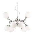 Ideal Lux - Lustră suspendată pe cablu NODI, 9 x E14, 28 W, 230 V, Ø 80 cm, crom lucios/alb