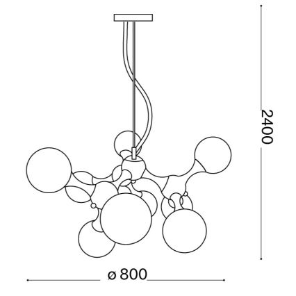 Ideal Lux - Lustră suspendată pe cablu NODI, 9 x E14, 28 W, 230 V, Ø 80 cm, crom lucios/alb