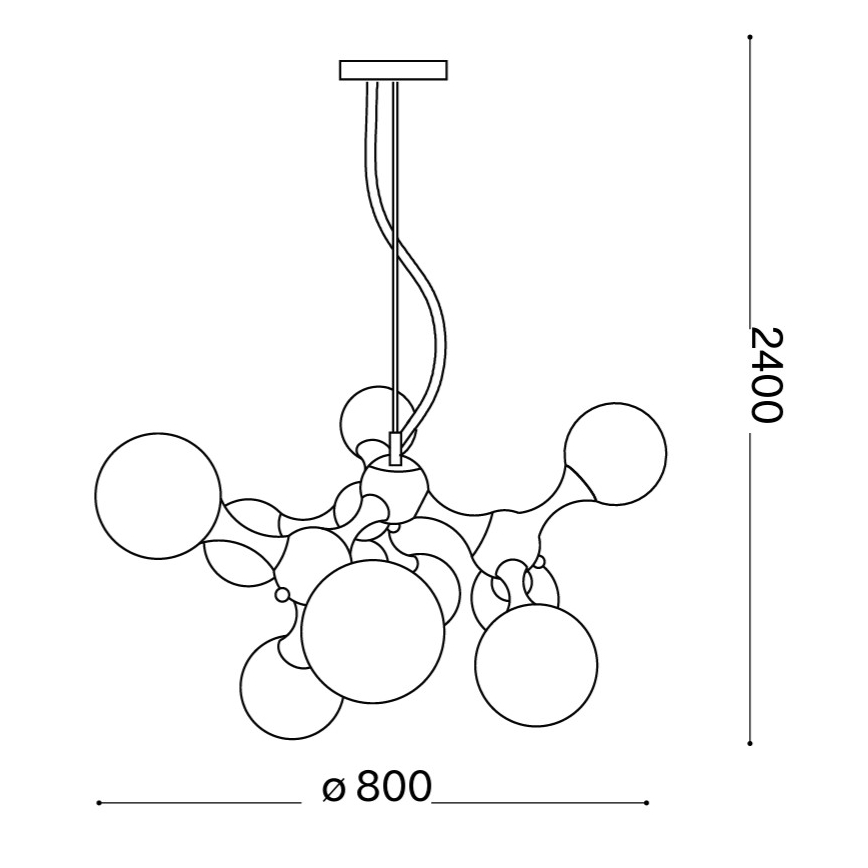 Ideal Lux - Lustră suspendată pe cablu NODI, 9 x E14, 28 W, 230 V, Ø 80 cm, crom lucios/alb
