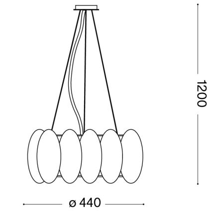 Ideal Lux - Lustră suspendată pe cablu OVALINO, 5xE27/60W/230V, Ø 44 cm, albă