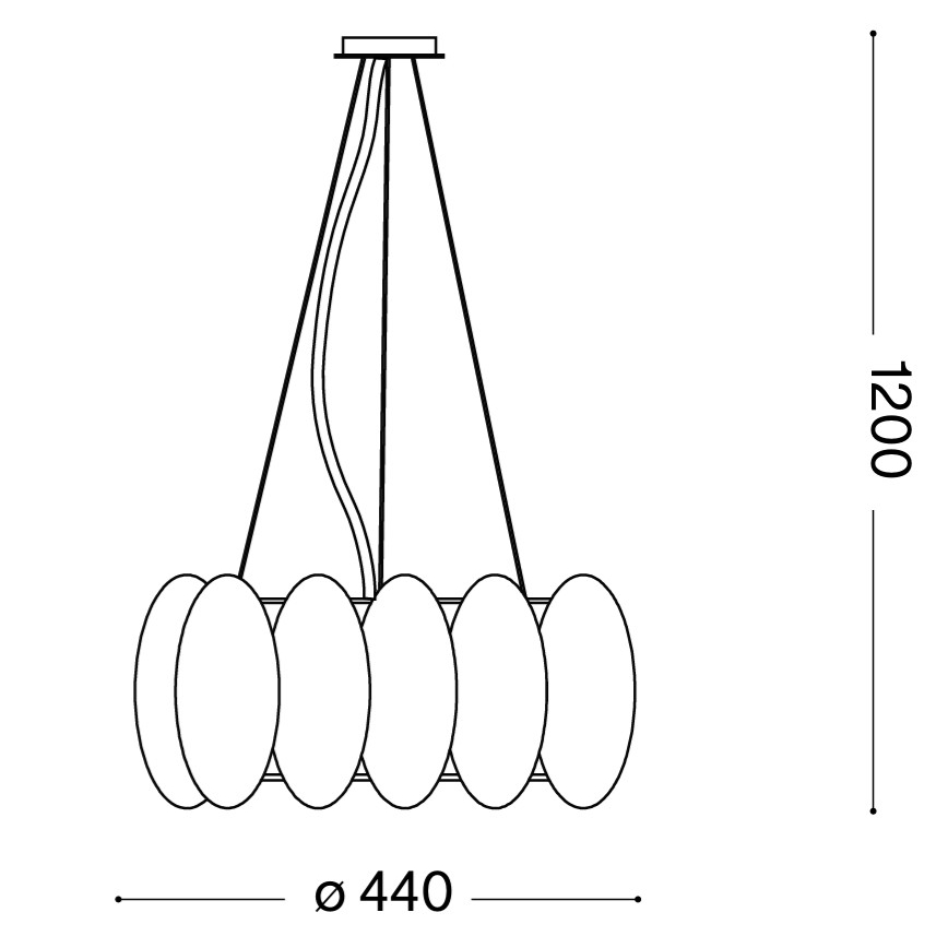Ideal Lux - Lustră suspendată pe cablu OVALINO, 5xE27/60W/230V, Ø 44 cm, albă