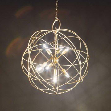 Ideal Lux - Lustru KONSE pe lanț, 7xE27/60W/230V, Ø 80 cm, auriu