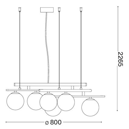 Ideal Lux - Lustru LED ATLAS suspendat pe cablu, 6x G9/3W/230V, auriu