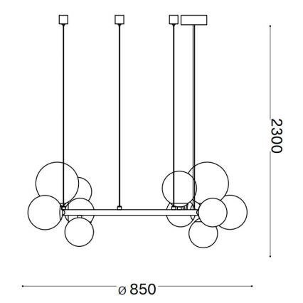Ideal Lux - candelabru LED suspendat pe cablu PERLAGE 14xG9/3W/230V Ø 85 cm negru/fumuriu