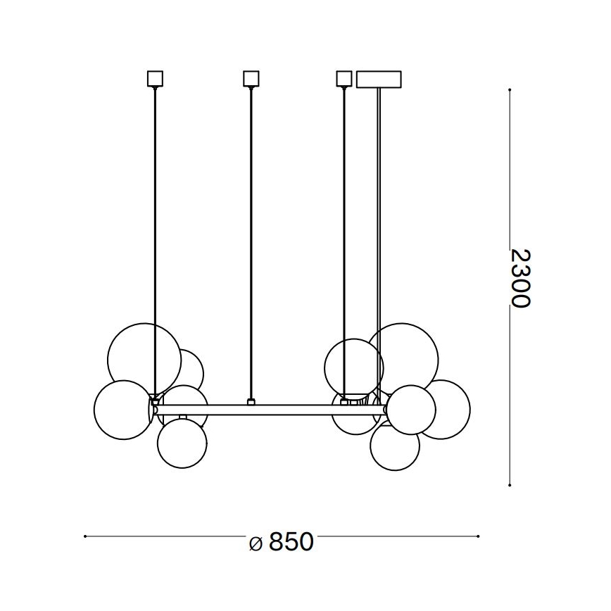 Ideal Lux - candelabru LED suspendat pe cablu PERLAGE 14xG9/3W/230V Ø 85 cm negru/fumuriu