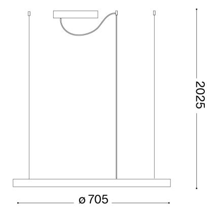 Ideal Lux - Lustră suspendată cu cablu LED ORACLE SLIM LED/37W/230V 4000K CRI 90, diam. 70 cm, auriu