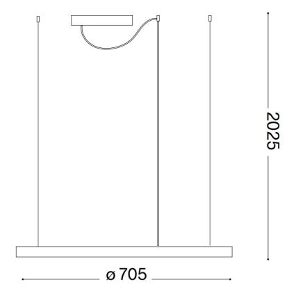 Ideal Lux - Lustră LED suspendată pe cablu ORACLE SLIM LED/37W/230V 2700K CRI 90 Ø 70 cm negru